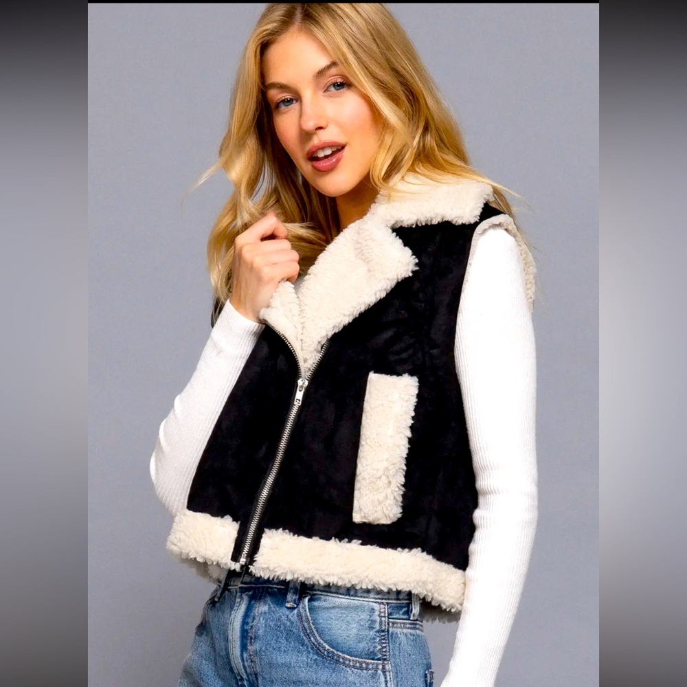 Faux Suede Crop Vest